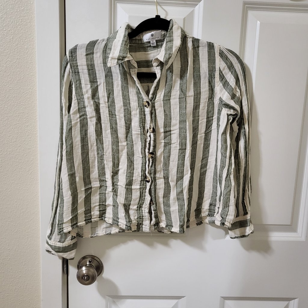 Socialite Striped Casual Button Up Shirt